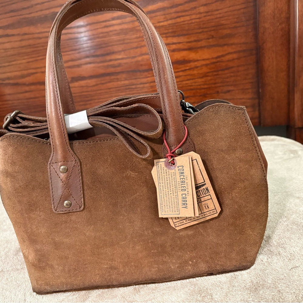 STS Ranchwear Tan Suede Satchel concealed carry